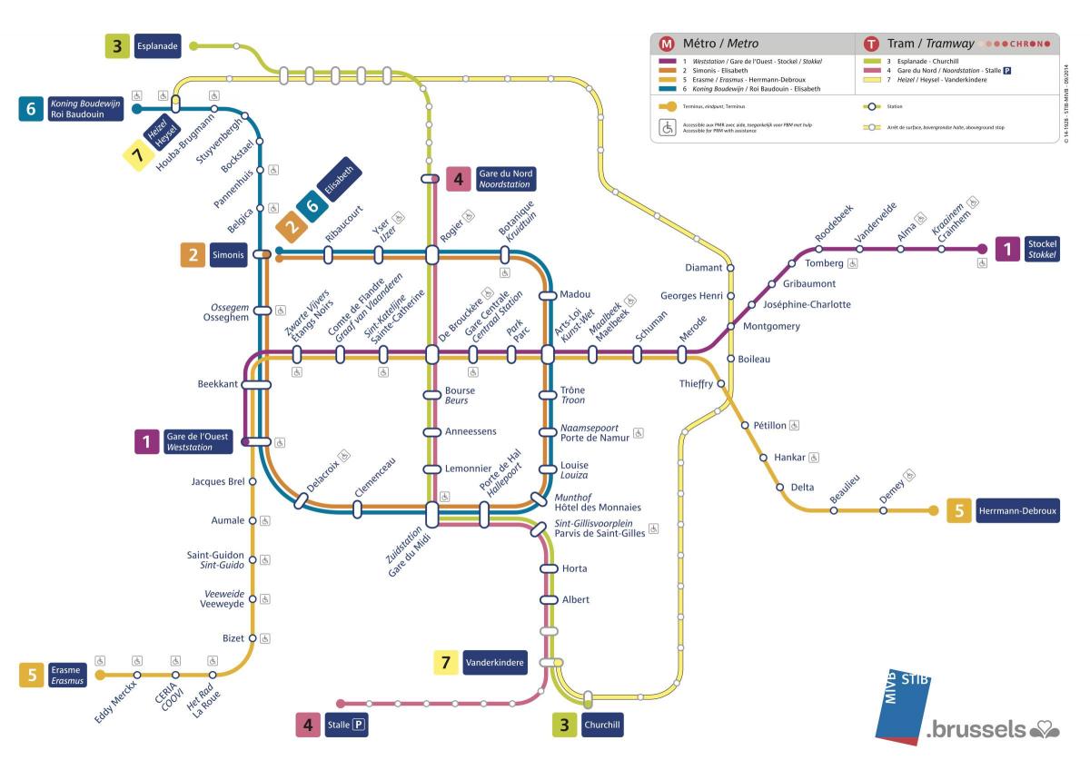 Kaart van de Brusselse metrostations