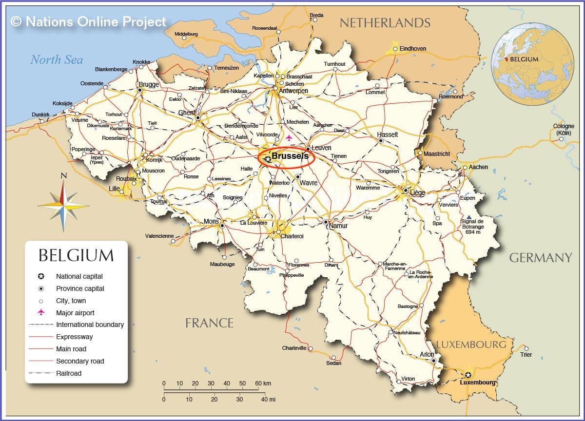 Brussel op de kaart van België